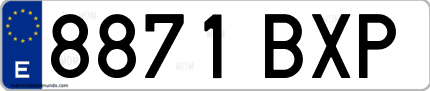 Ejemplo de matrícula de coche ordinaria 8871 BXP