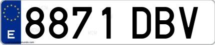 Ejemplo de matrícula española 8871 DBV