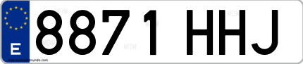 Ejemplo de matrícula de coche ordinaria 8871 HHJ