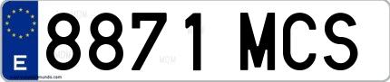 Ejemplo de matrícula española 8871 MCS