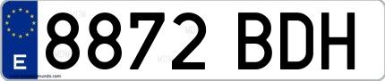 Ejemplo de matrícula española 8872 BDH