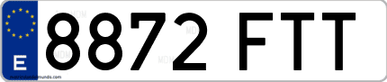 Ejemplo de matrícula de coche ordinaria 8872 FTT