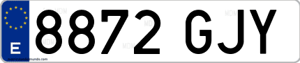 Ejemplo de matrícula de coche ordinaria 8872 GJY
