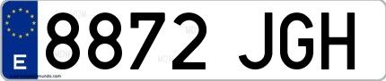 Ejemplo de matrícula española 8872 JGH