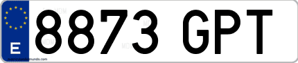 Ejemplo de matrícula de coche ordinaria 8873 GPT