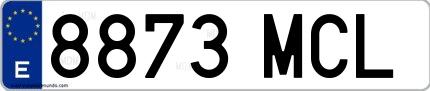 Ejemplo de matrícula española 8873 MCL