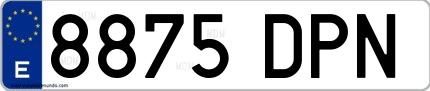 Ejemplo de matrícula española 8875 DPN