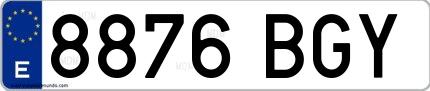 Ejemplo de matrícula española 8876 BGY