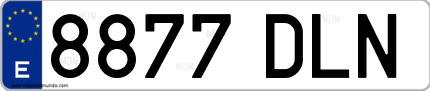 Ejemplo de matrícula de coche ordinaria 8877 DLN