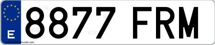 Ejemplo de matrícula española 8877 FRM