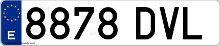 Ejemplo de matrícula española 8878 DVL