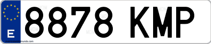 Ejemplo de matrícula de coche ordinaria 8878 KMP