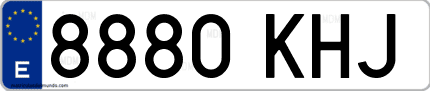 Ejemplo de matrícula de coche ordinaria 8880 KHJ