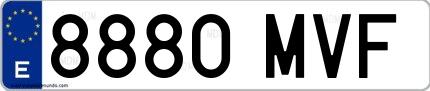 Ejemplo de matrícula española 8880 MVF