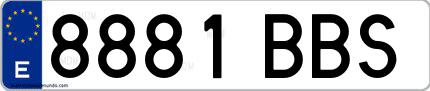 Ejemplo de matrícula española 8881 BBS