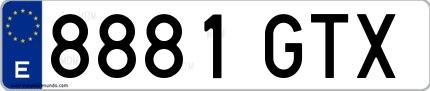 Ejemplo de matrícula española 8881 GTX