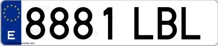 Ejemplo de matrícula española 8881 LBL