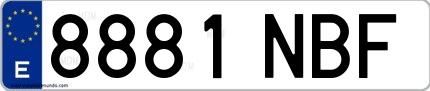 Ejemplo de matrícula española 8881 NBF