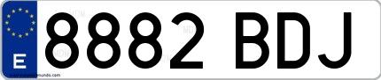 Ejemplo de matrícula española 8882 BDJ