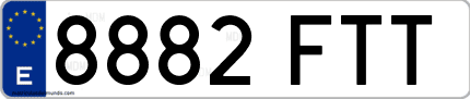 Ejemplo de matrícula de coche ordinaria 8882 FTT