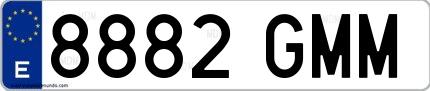 Ejemplo de matrícula española 8882 GMM
