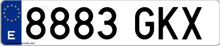 Ejemplo de matrícula de coche ordinaria 8883 GKX