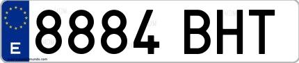 Ejemplo de matrícula española 8884 BHT
