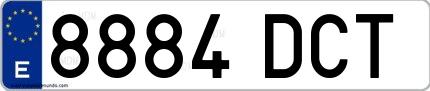 Ejemplo de matrícula española 8884 DCT