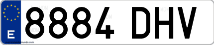 Ejemplo de matrícula de coche ordinaria 8884 DHV