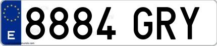 Ejemplo de matrícula española 8884 GRY