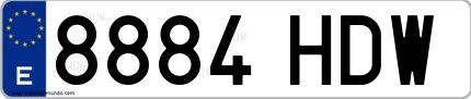 Ejemplo de matrícula española 8884 HDW