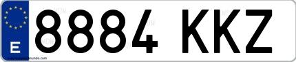 Ejemplo de matrícula española 8884 KKZ