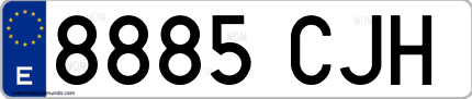 Ejemplo de matrícula de coche ordinaria 8885 CJH