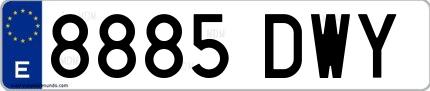 Ejemplo de matrícula española 8885 DWY