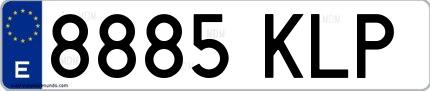 Ejemplo de matrícula española 8885 KLP