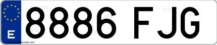 Ejemplo de matrícula española 8886 FJG