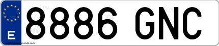 Ejemplo de matrícula española 8886 GNC