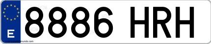 Ejemplo de matrícula española 8886 HRH