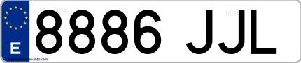 Ejemplo de matrícula española 8886 JJL