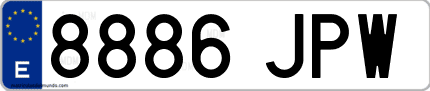 Ejemplo de matrícula de coche ordinaria 8886 JPW