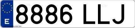 Ejemplo de matrícula española 8886 LLJ