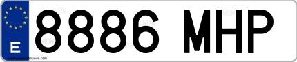 Ejemplo de matrícula española 8886 MHP