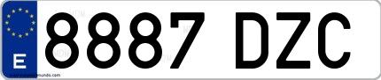 Ejemplo de matrícula española 8887 DZC