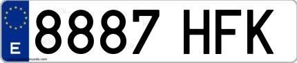 Ejemplo de matrícula española 8887 HFK