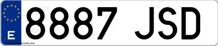 Ejemplo de matrícula española 8887 JSD