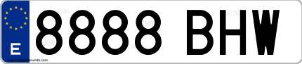 Ejemplo de matrícula de coche ordinaria 8888 BHW
