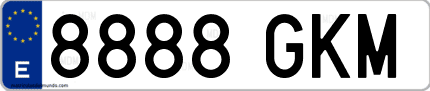 Ejemplo de matrícula de coche ordinaria 8888 GKM