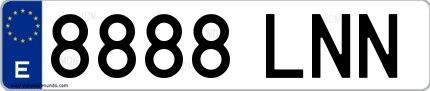 Ejemplo de matrícula española 8888 LNN