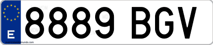 Ejemplo de matrícula de coche ordinaria 8889 BGV