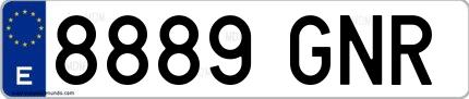 Ejemplo de matrícula española 8889 GNR